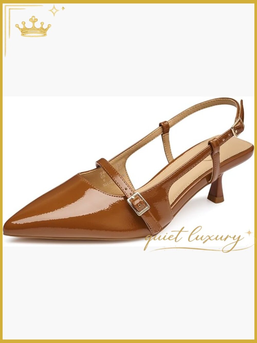 Pointed Toe Slingback Pumps with Rhinestone Glitter, 3.2 Inch Heels for Party &